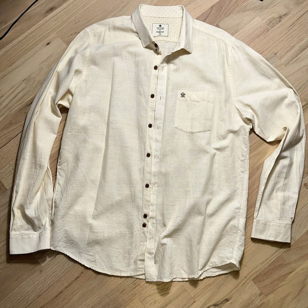 Hand Woven by Turtle Cotton Long Sleeve Slim Fit Men's Shirt Sz Large